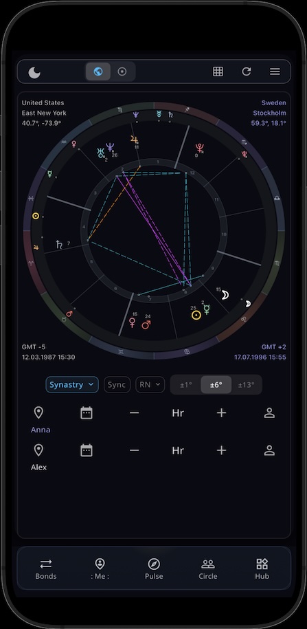 ALFI Astro-Processor with synastry, sync, and resonance support